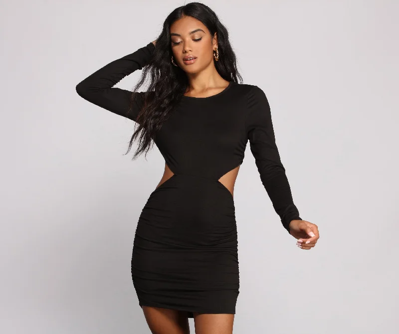 Cut To The Chase Knit Mini Dress Stylish Button-Down Mini Dress
