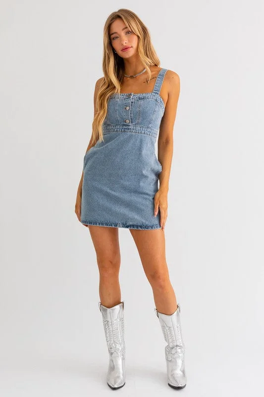 Denim Dreams Mini Dress Elegant Satin Lace Mini Dress