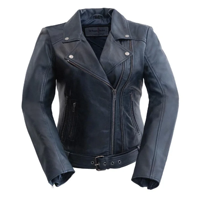 First Manufacturing Chloe - Women's Lambskin Leather Jacket, Navy Blue Jacket Blazer Coat First Manufacturing Chloe - Women's Lambskin Leather Jacket, Navy Blue Jacket Blazer Coat