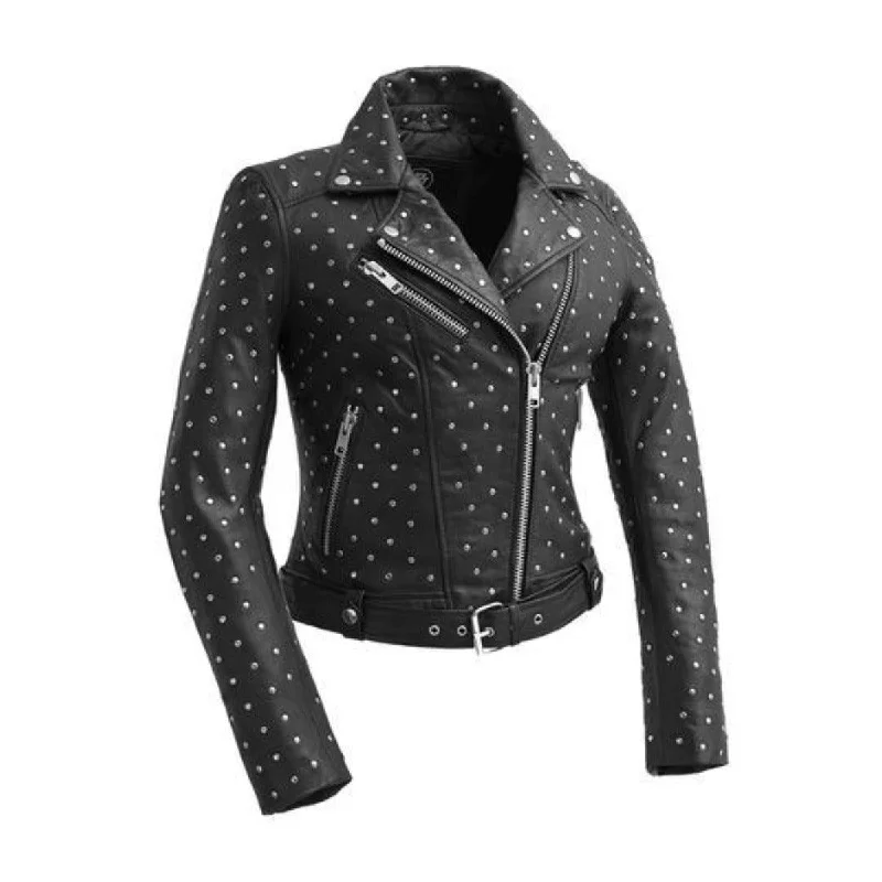 First Manufacturing Claudia - Women's Leather Jacket, Black Satin Jacket Silk Jacket Chiffon Jacket First Manufacturing Claudia - Women's Leather Jacket, Black Satin Jacket Silk Jacket Chiffon Jacket