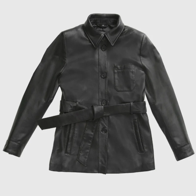 First Manufacturing Janely - Women's Leather Jacket, Black Nylon Jacket Polyester Jacket Spandex Jacket First Manufacturing Janely - Women's Leather Jacket, Black Nylon Jacket Polyester Jacket Spandex Jacket