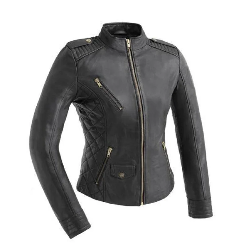 First Manufacturing Madelin - Women's Leather Jacket, Black Insulated Jacket Fitted Jacket Loose Jacket First Manufacturing Madelin - Women's Leather Jacket, Black Insulated Jacket Fitted Jacket Loose Jacket