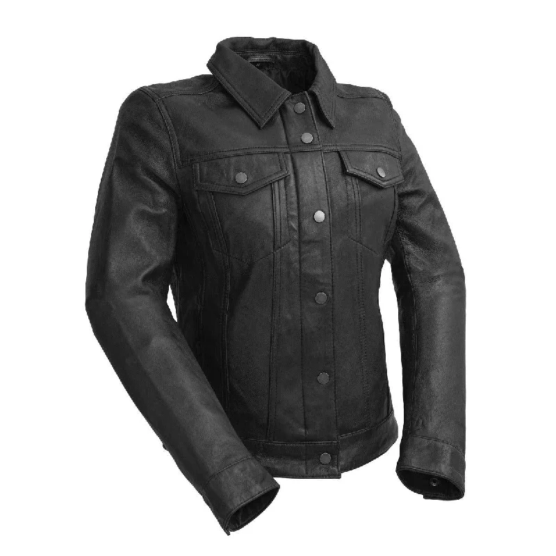 First Manufacturing Madison - Women's Leather Jacket, Black Mesh Jacket Canvas Jacket Denim Jacket First Manufacturing Madison - Women's Leather Jacket, Black Mesh Jacket Canvas Jacket Denim Jacket