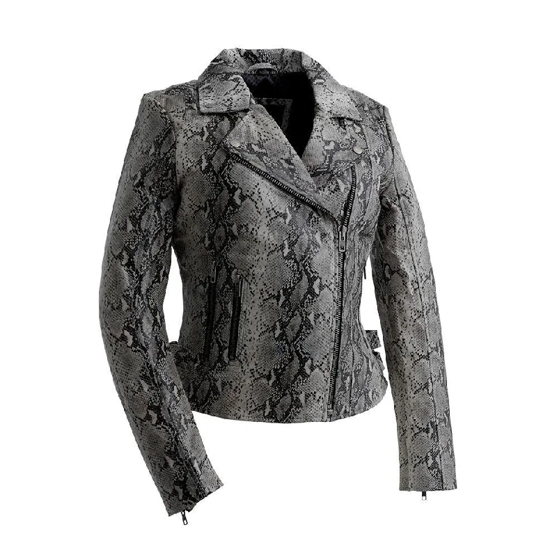 First Manufacturing Python - Women's Leather Jacket, Python Print Embroidered Jacket Appliqued Jacket Beaded Jacket First Manufacturing Python - Women's Leather Jacket, Python Print Embroidered Jacket Appliqued Jacket Beaded Jacket