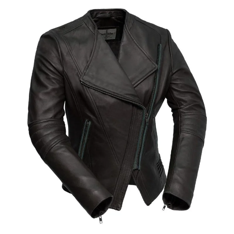 First Manufacturing Trish - Women's Lambskin Leather Jacket Notch Collar Jacket Peter Pan Collar Jacket Cowl Neck Jacket First Manufacturing Trish - Women's Lambskin Leather Jacket Notch Collar Jacket Peter Pan Collar Jacket Cowl Neck Jacket