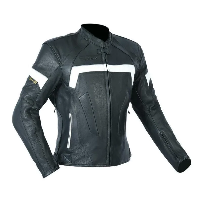 First Manufacturing Women's Leather Jacket, Black/White Striped Jacket Polka Dot Jacket Floral Jacket First Manufacturing Women's Leather Jacket, Black/White Striped Jacket Polka Dot Jacket Floral Jacket