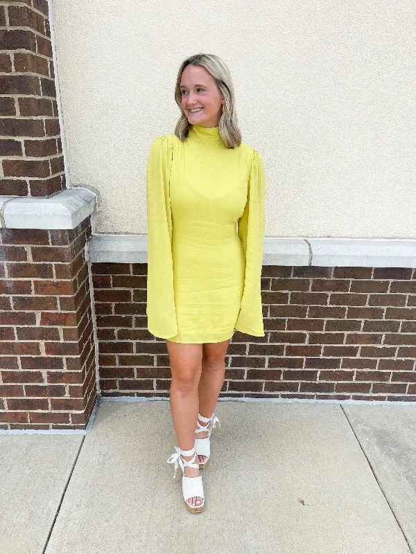 Flare Sleeve Mini Dress// Lime Classic Black Mini Dress