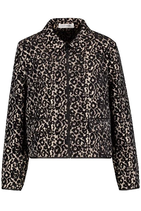 Gerry Weber 430008-31229 Jacket Camel Black Leo Jacquard Tailored Jacket Straight Jacket A-Line Jacket Gerry Weber 430008-31229 Jacket Camel Black Leo Jacquard Tailored Jacket Straight Jacket A-Line Jacket
