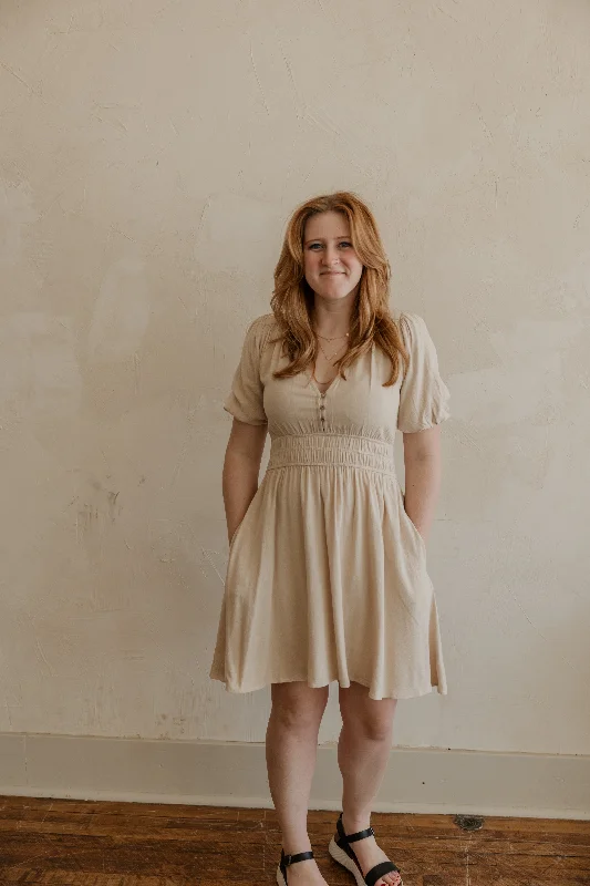 HOLLIE NATURAL MINI DRESS BY IVY & CO Comfortable Casual Mini Dress