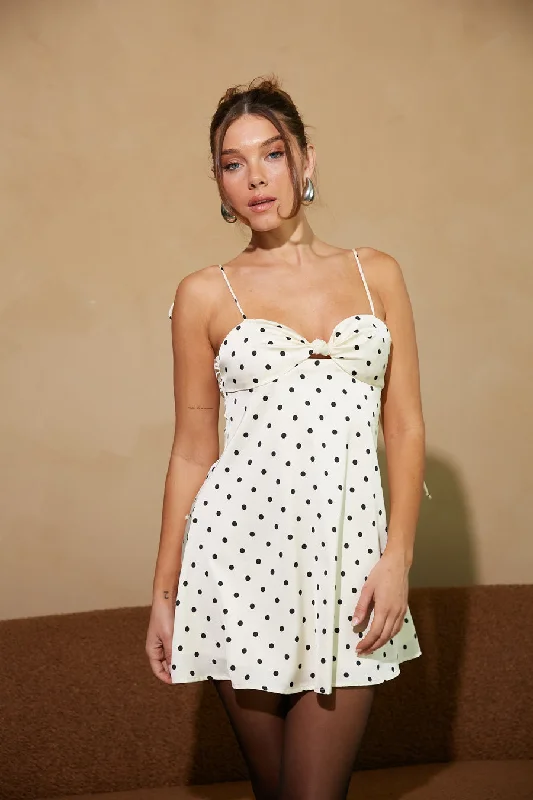 Ilona Contrast Polka Dot Twist Front Mini Dress Chic Tropical Mini Dress
