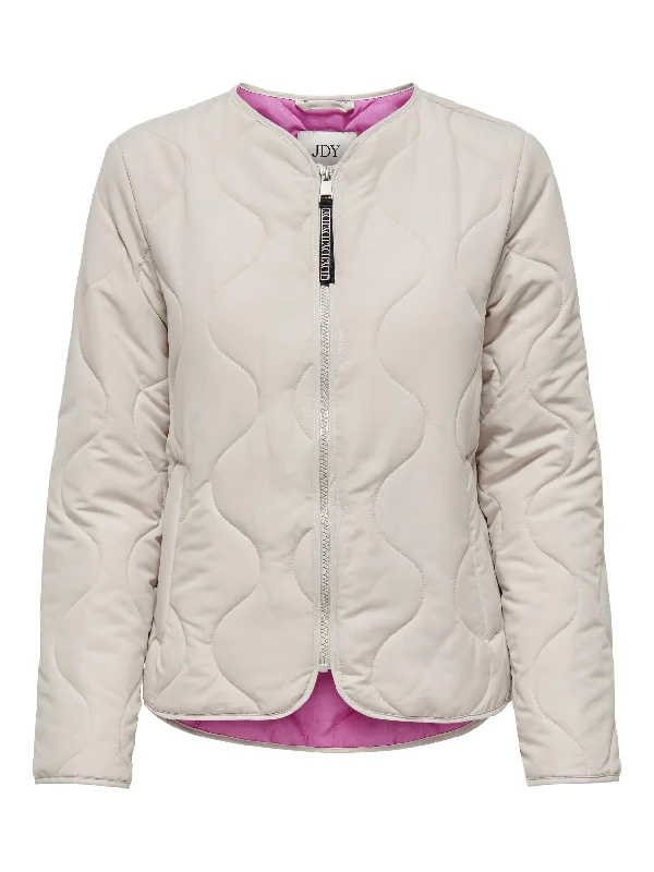 JDY Ladies Ella Quilted Jacket-MOONBEAM Snapped Jacket Toggled Jacket Drawstring Jacket