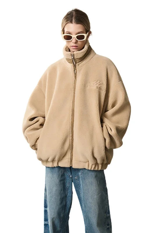 Logo Embroidered Sherpa Jacket Fleece Jacket Down Jacket Feather Jacket