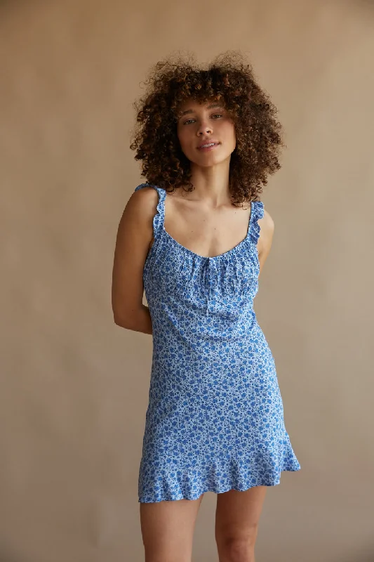 Lora Ruffle Strap Floral Mini Dress Cozy Wraparound Mini Dress