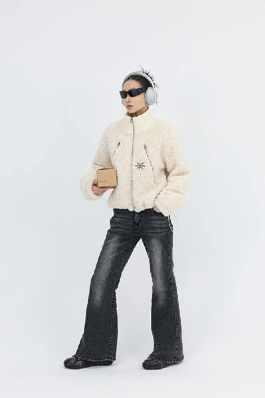 Luxe Embroidered Sherpa Jacket Jacket Blazer Coat