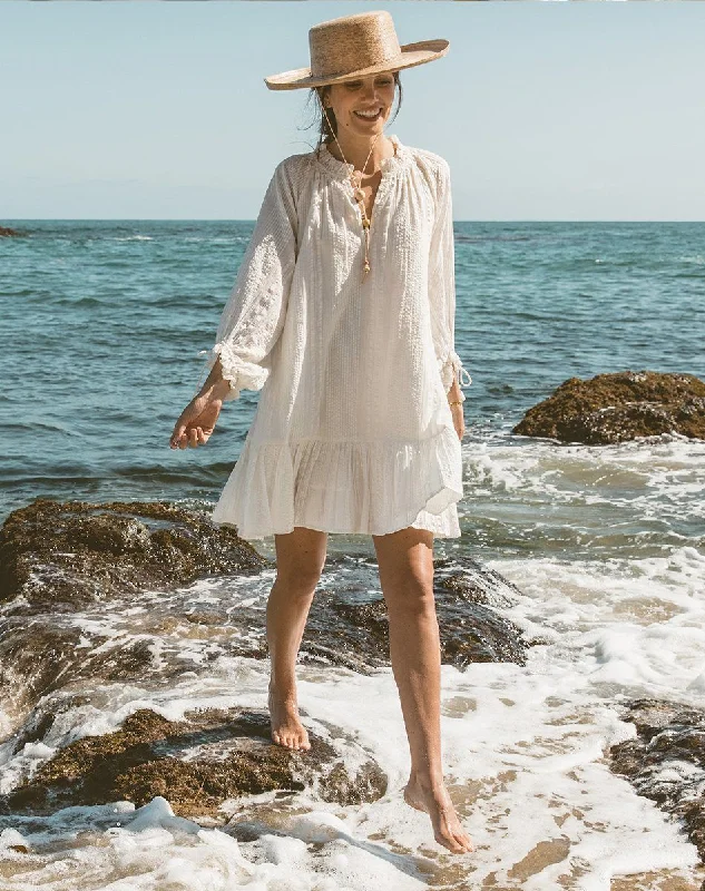 Marci Mini Dress Ivory Elegant Velvet Mini Dress