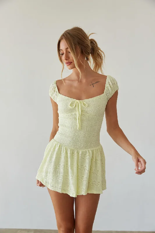 Meyer Lace Puff Sleeve Mini Dress Fashionable Lace Mini Dress