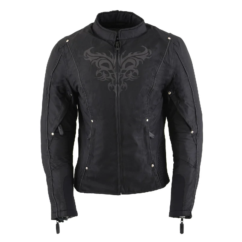 Milwaukee Leather SH2366 Women's'Reflective Tribal' Black Armored Motorcycle Textile Jacket Jersey Jacket Tulle Jacket Batik Jacket Milwaukee Leather SH2366 Women's'Reflective Tribal' Black Armored Motorcycle Textile Jacket Jersey Jacket Tulle Jacket Batik Jacket