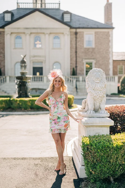 Front Runner Mini Dress - Floral Trendy Tie-Dye Mini Dress