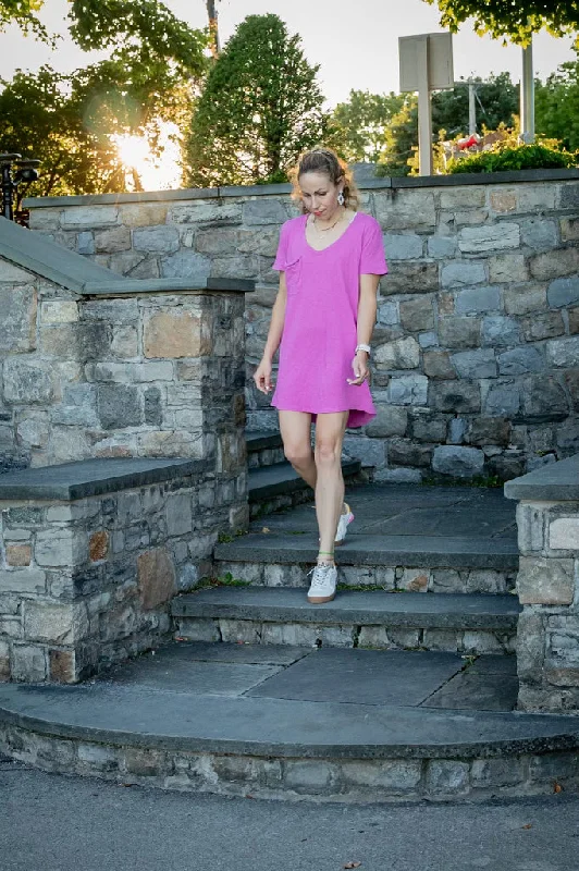 Pocket Tee Mini Dress Trendy Tie-Dye Mini Dress