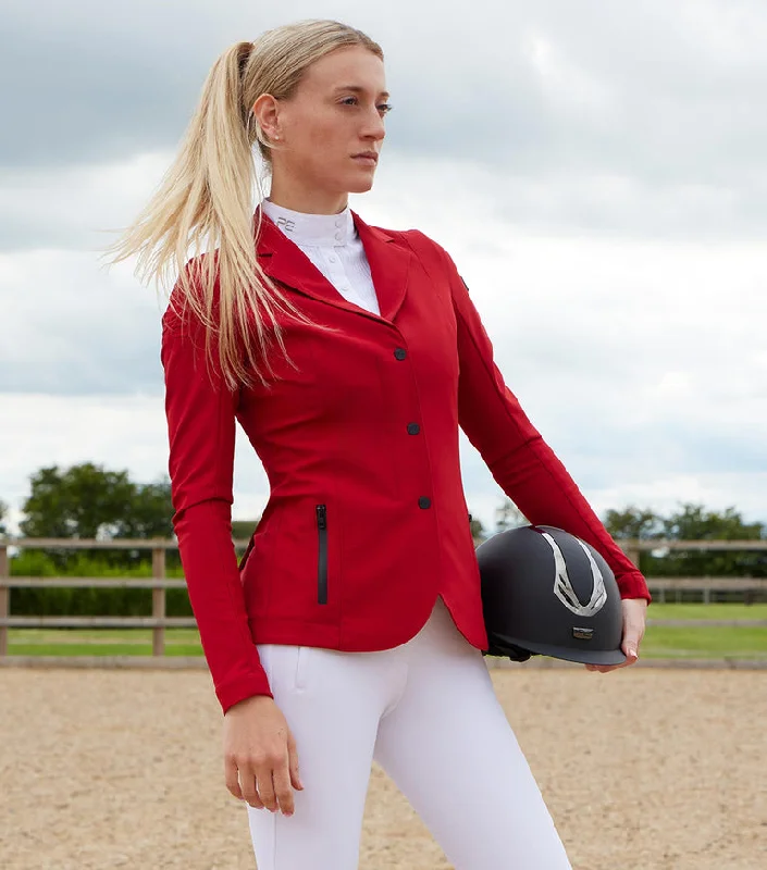 Premier Equine Evinco Ladies Competition Jacket (Red) Front Pockets Side Pockets Patch Pockets Premier Equine Evinco Ladies Competition Jacket (Red) Front Pockets Side Pockets Patch Pockets