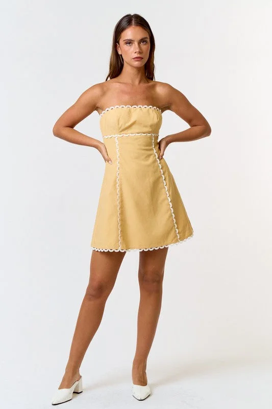 Banana Split Scallop Mini Dress Chic Bohemian Mini Dress