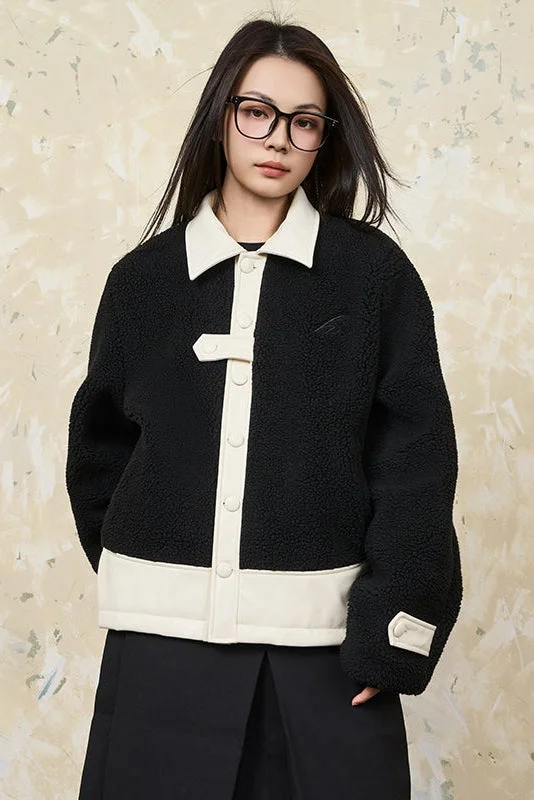 PU Leather Stitched Sherpa Jacket Chenille Jacket Brocade Jacket Lace Jacket