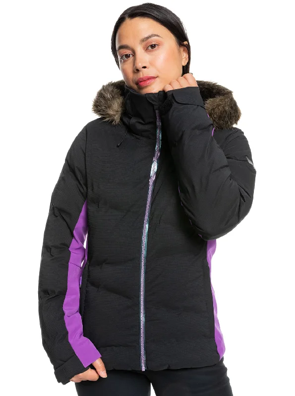 Roxy Snowstorm Womens Jacket Black Toggled Jacket Drawstring Jacket Belted Jacket
