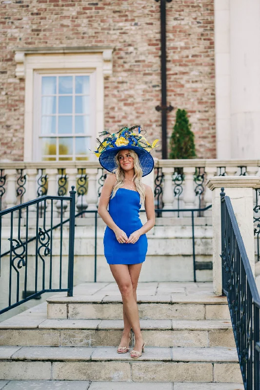 Kentucky State of Mind  Mini Dress -Royal Elegant Silk Mini Dress