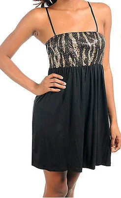 Sexy Party Black & Gold Metallic Sequin Animal Bust Flowly Babydoll Mini Dress Trendy Bodycon Mini Dress Sexy Party Black & Gold Metallic Sequin Animal Bust Flowly Babydoll Mini Dress Trendy Bodycon Mini Dress