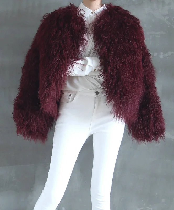 Shearling Jacket Dark Cherry Denim Jacket Leather Jacket Suede Jacket