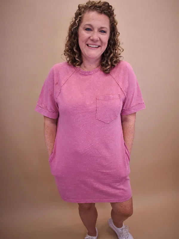 Something More Washed Mini Dress Chic Mini Dress with V-Neck