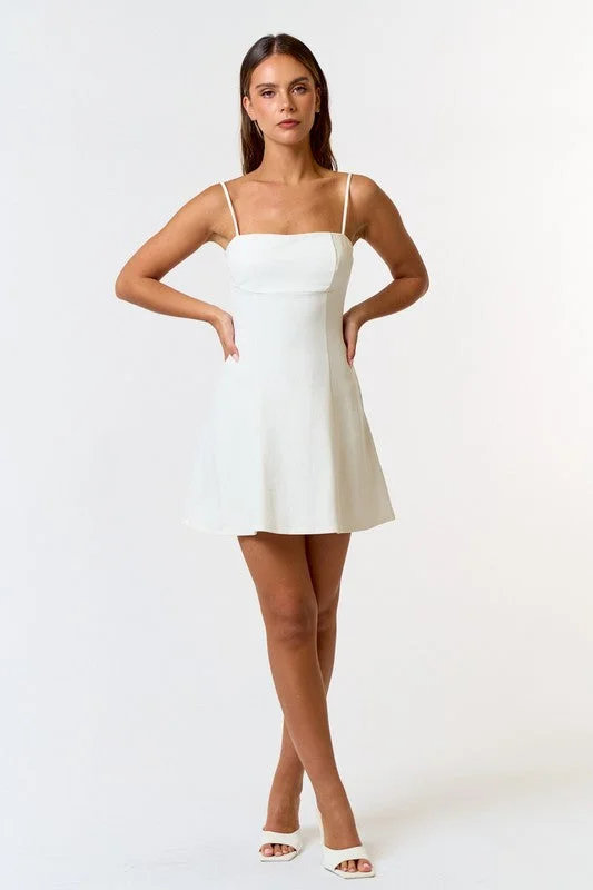 Special Charm Square Neck Mini Dress Stylish Ruffle Mini Dress