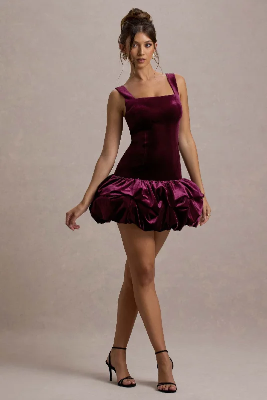 Sutton | Port Velvet Square-Neck Ruffle-Hem Mini Dress Classic Floral Mini Dress