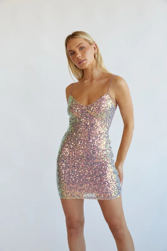 Taylor Open Back Sequin  Bodycon Mini Dress Cozy Ruched Mini Dress
