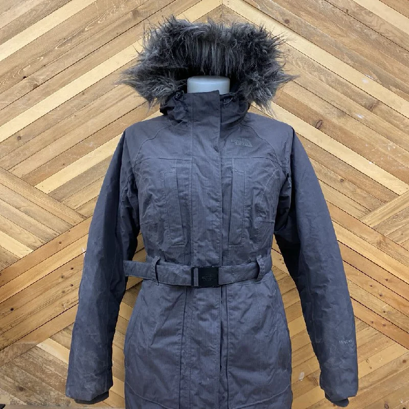 The North Face - Women's Long Down Jacket - MSRP $460: Grey-women-SM Zippered Front Buttoned Front Snap Front The North Face - Women's Long Down Jacket - MSRP $460: Grey-women-SM Zippered Front Buttoned Front Snap Front