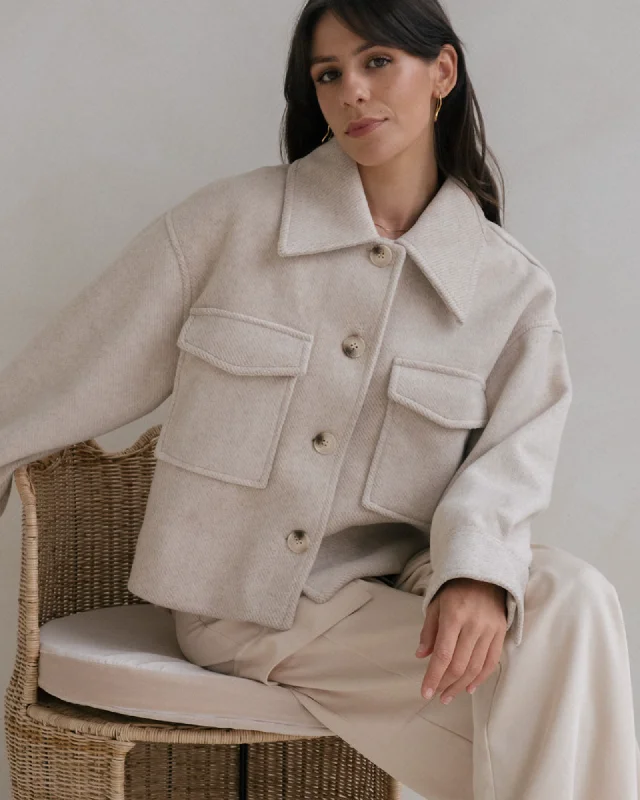 Tuscany Jacket - Oatmeal Faux Fur Fabric Real Fur Fabric Shearling Fabric