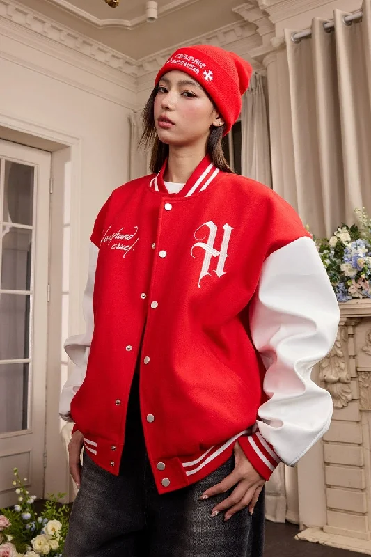 Vintage Typography Embroidered Baseball Jacket Hoodie Zip-Up Jacket Button-Up Jacket Vintage Typography Embroidered Baseball Jacket Hoodie Zip-Up Jacket Button-Up Jacket