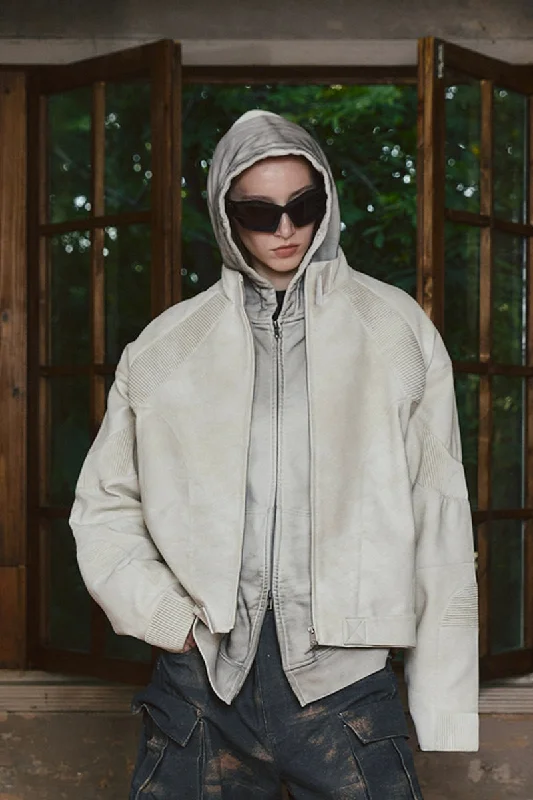 Washed Deconstructed Pleated Leather Jacket Wool Jacket Cashmere Jacket Tweed Jacket Washed Deconstructed Pleated Leather Jacket Wool Jacket Cashmere Jacket Tweed Jacket