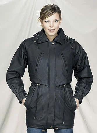Women’s Black Leather Duster Jacket Wool Jacket Cashmere Jacket Tweed Jacket