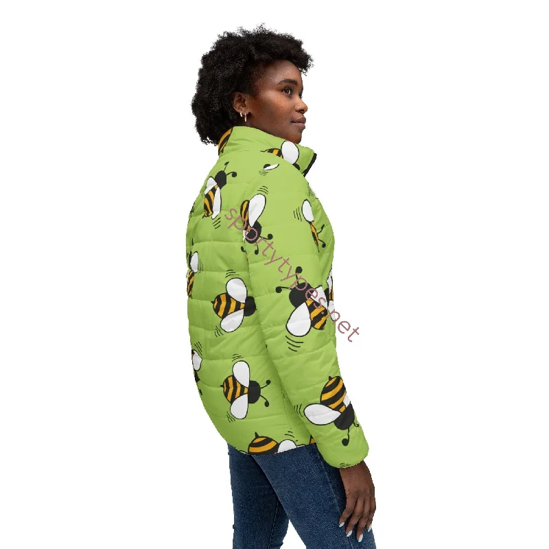 Women’s Honey Bees Puffer Jacket Toggled Jacket Drawstring Jacket Belted Jacket