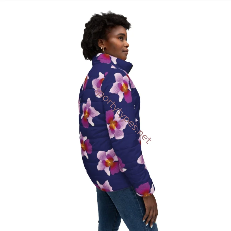 Women’s Orchid Puffer Jacket Cotton Fabric Linen Fabric Terry Fabric