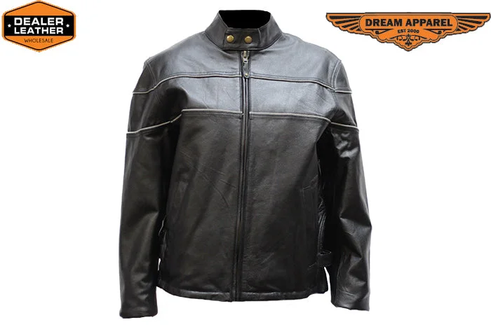 Womens Soft Leather Jacket With Air Vents Welt Pockets Slit Pockets Flap Pockets