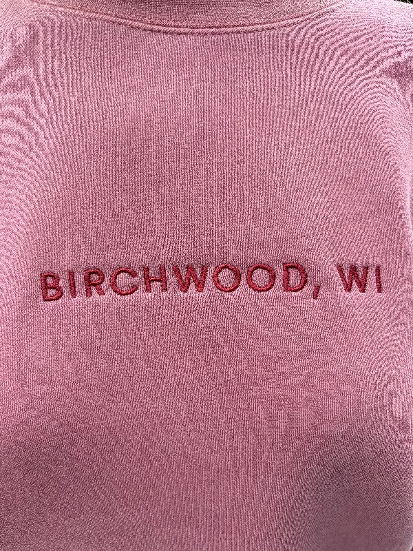 "Birchwood" Embroidered Crew Sweatshirt Hoodie with Pocket Utility Practical