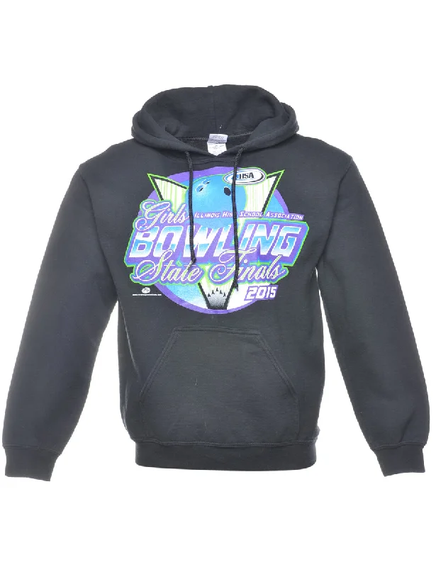Bowling State Finals Hoodie - S Hoodie with Typography Text Message