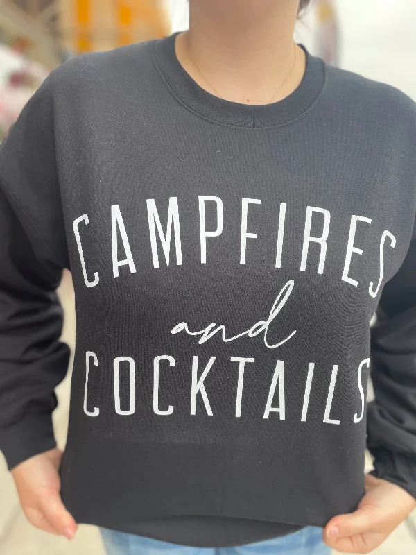Campfires and Cocktails Graphic Sweatshirt Hoodie with Slim Fit Tailored Modern