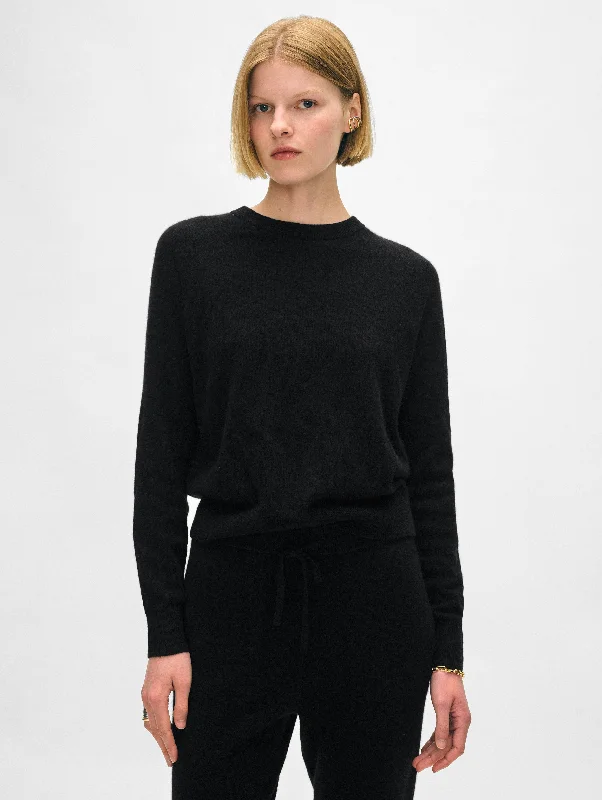 Cashmere Easy Sweatshirt Hoodie with Side Slits Relaxed Casual
