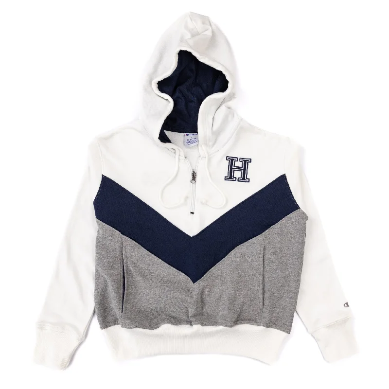 Superfan Big Stripe Hoodie Hoodie with Hem Applique Textured Unique