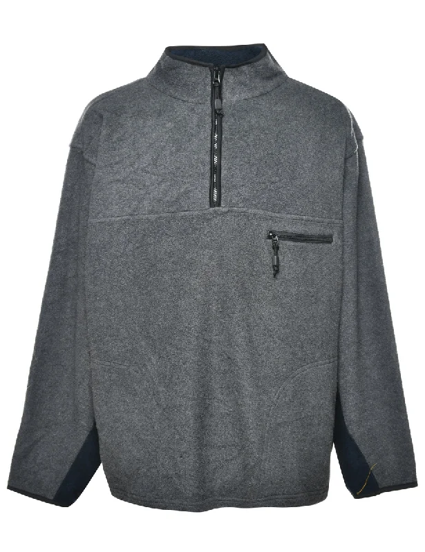 Dark Grey Fleece Sweatshirt - XL Hoodie with Ribbed Cuffs Snug Fit Comfort