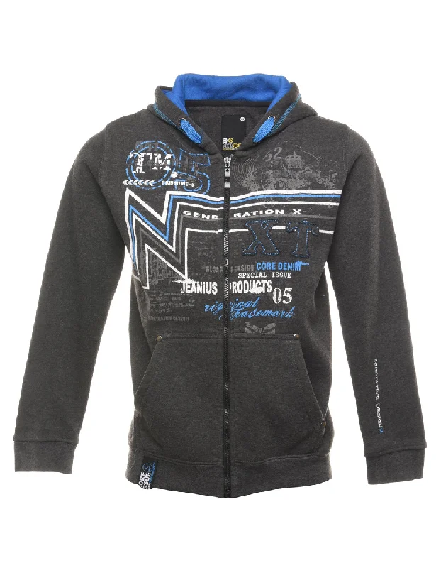 Grey Generation X Printed Hoodie - S Hoodie Jacket Zipper Layering