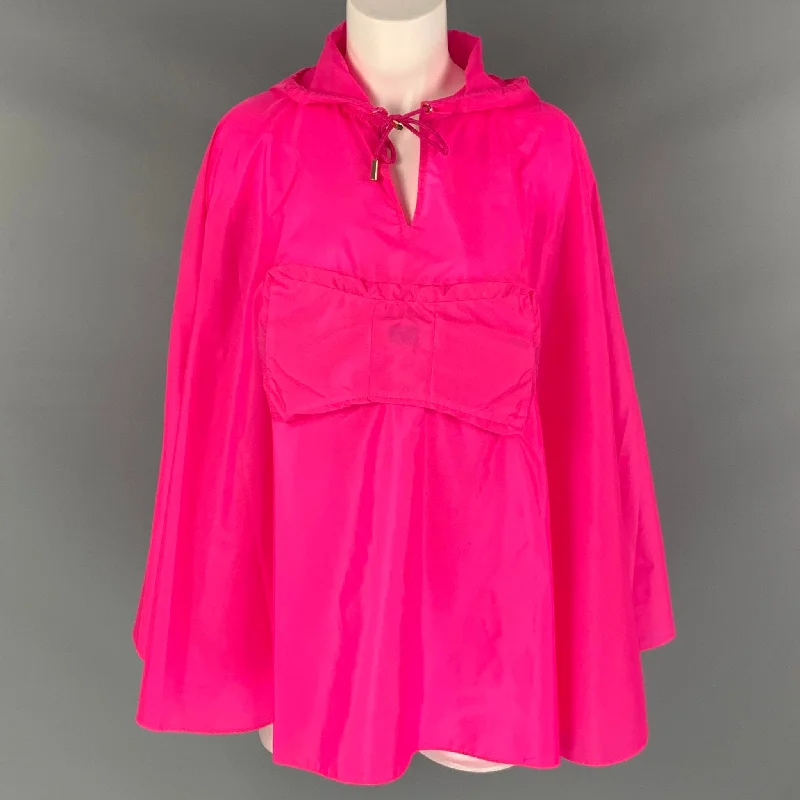 KATE SPADE Size One Size Pink Polyamide Solid Hooded Cape Hoodie with Set-In Sleeves Structured Classic KATE SPADE Size One Size Pink Polyamide Solid Hooded Cape Hoodie with Set-In Sleeves Structured Classic